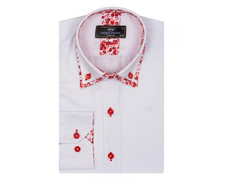 SL 6800 Белая рубашка с двойным воротником и контрастными вставками Мужские рубашки