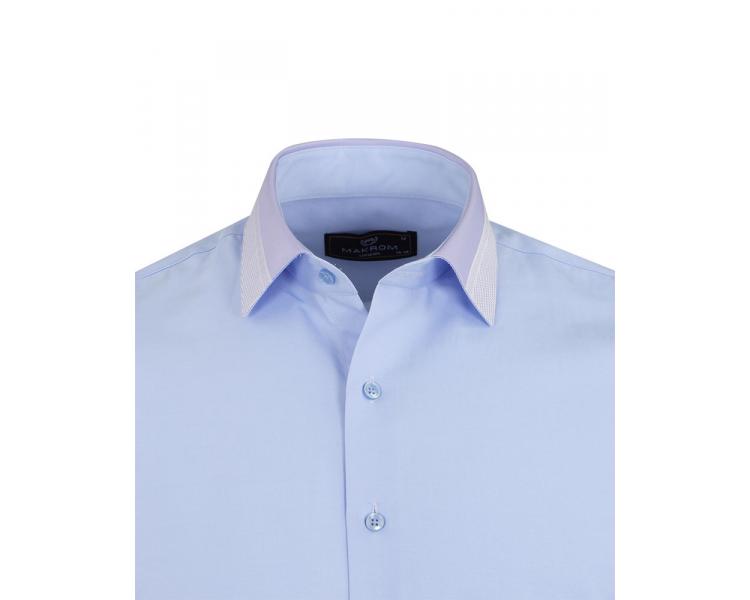 SL 6745 Светло-синяя рубашка с орнаментом под запонки с французским манжетом Мужские рубашки