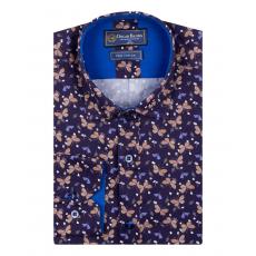 SL 6846 Темно-синяя рубашка с узором бабочек Мужские рубашки