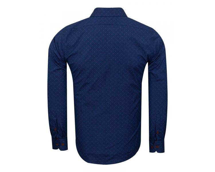 SL 6806 Синяя рубашка с принтом и красными вставками Мужские рубашки