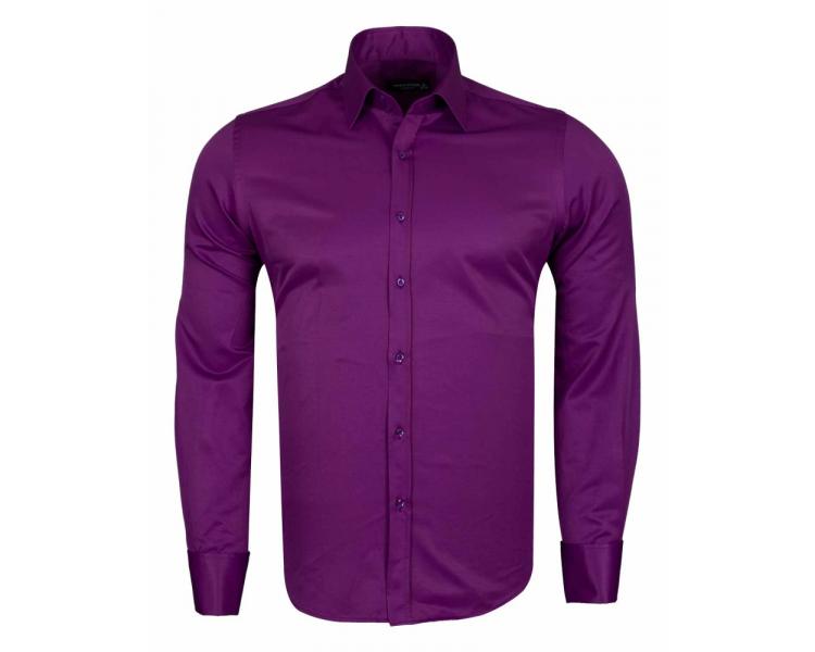 SL 1045-B Фиолетовая рубашка с французским манжетом и запонками Мужские рубашки