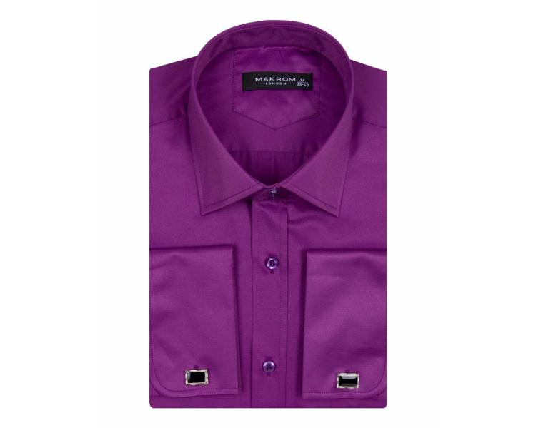 SL 1045-B Фиолетовая рубашка с французским манжетом и запонками Мужские рубашки