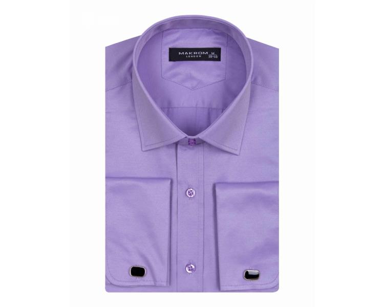 SL 1045-C Однотонная фиолетовая рубашка под запонки Мужские рубашки