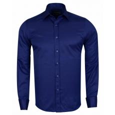 Синяя рубашка с двойным манжетом под запонки Мужские рубашки