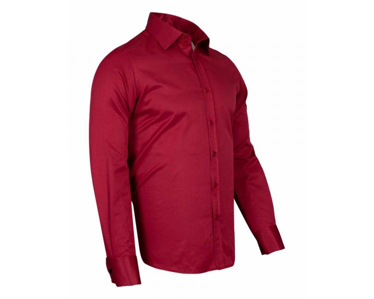 SL 1045-E Темно-красная рубашка с двойным манжетом под запонки Мужские рубашки