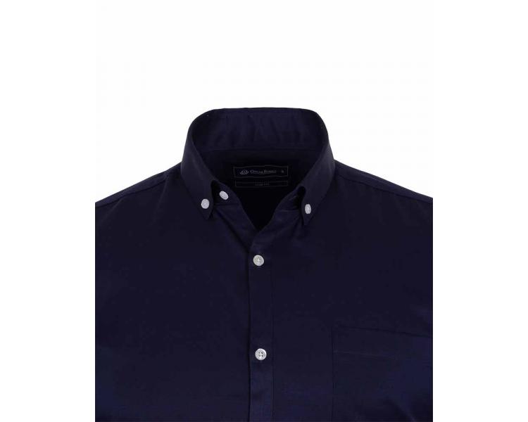 SL 5587 Темно-синяя однотонная хлопковая рубашка с карманом Мужские рубашки