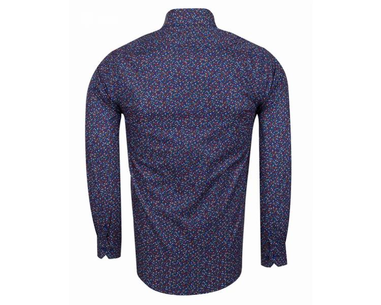 SL 5897 Мужская синяя рубашка с микро-принтом Мужские рубашки