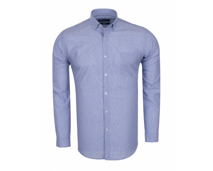 SL 5913 Светло-голубая хлопковая рубашка в микро полоску с принтом Мужские рубашки