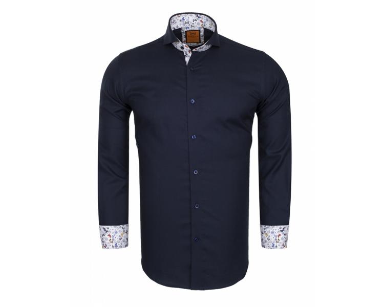 SL 5953 Темно-синяя Оксфорд рубашка с принтом "бабочки" Мужские рубашки