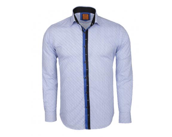 SL 5970 Мужская синяя рубашка в полоску с принтом Мужские рубашки