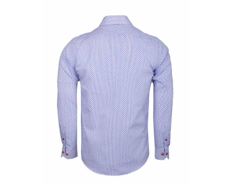 SL 5970 Мужская синяя рубашка в полоску с принтом и двойной планкой Мужские рубашки