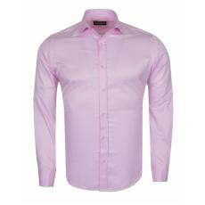 SL 6111 Мужская розовая однотонная рубашка с манжетами под запонки и итальянским воротником Мужские рубашки
