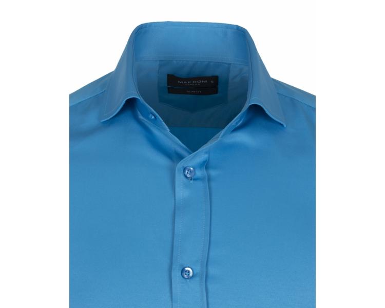 SL 6111 Бирюзовая однотонная рубашка с манжетами под запонки Мужские рубашки