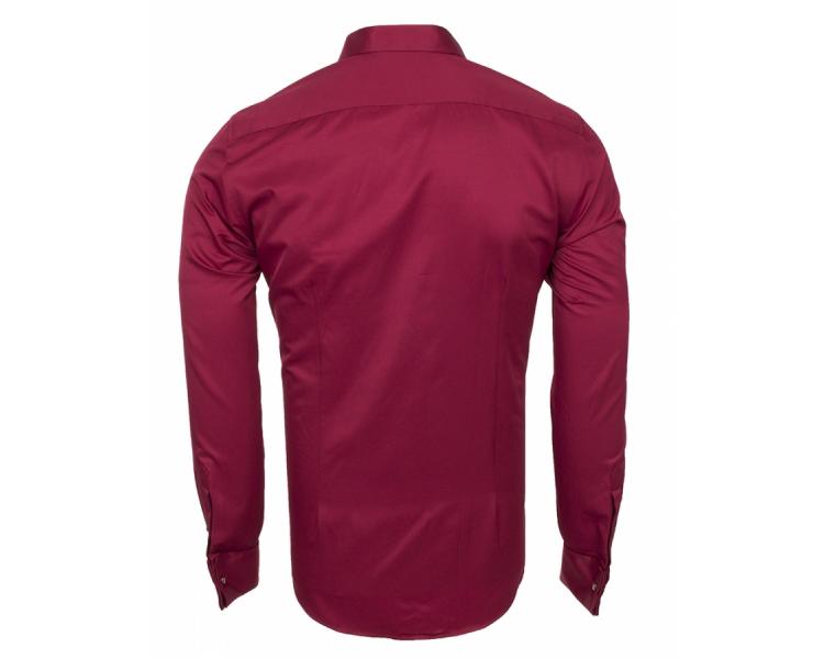 SL 6111 Мужская бордовая однотонная рубашка с манжетами под запонки и итальянским воротником Мужские рубашки