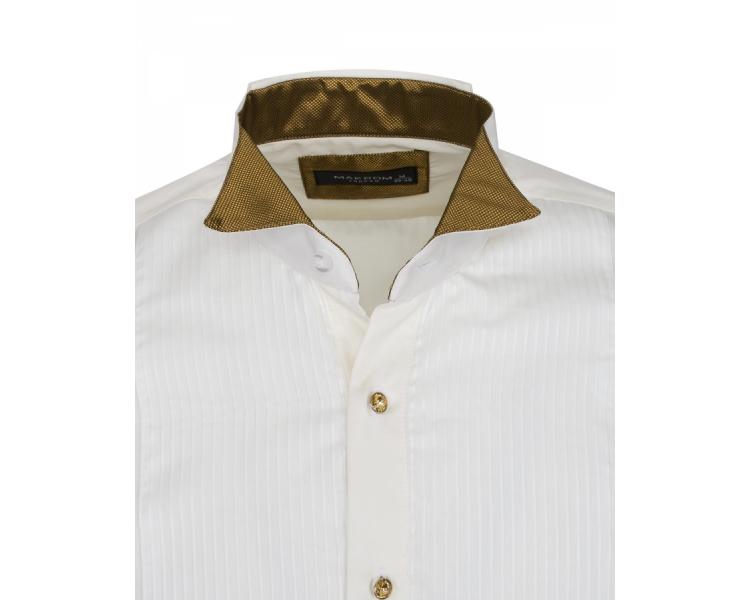 SL 6328 Бежевая рубашка с плиссированной манишкой и золотыми вставками Мужские рубашки