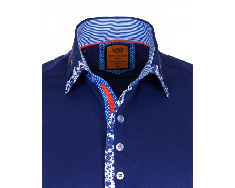 SL 6510 Синяя рубашка с вставками смешанного узора и пуговицами Мужские рубашки