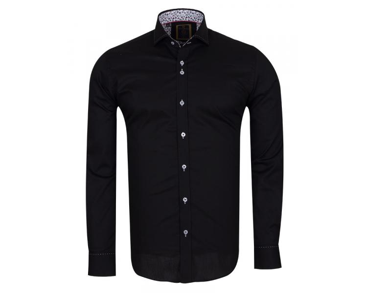 SL 6556 Черная рубашка с вставками Мужские рубашки