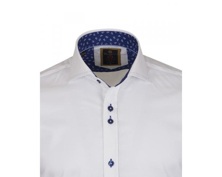 SL 6556 Белая рубашка с вставками с принтом Мужские рубашки
