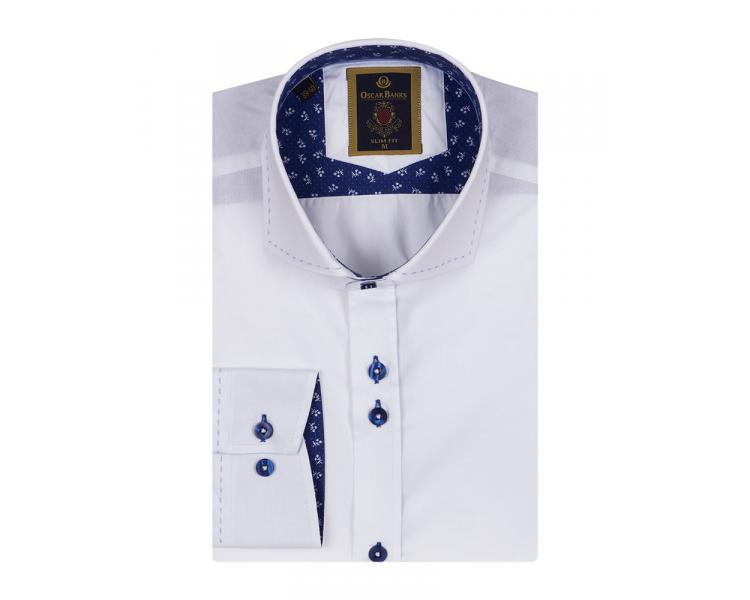 SL 6556 Белая рубашка с вставками с принтом Мужские рубашки