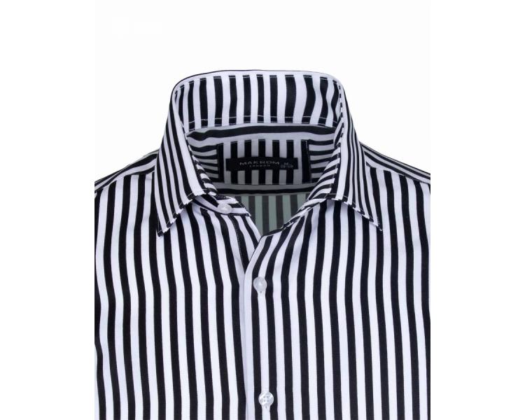 SL 6620 Черно-белая рубашка в горизонтальную полоску Мужские рубашки