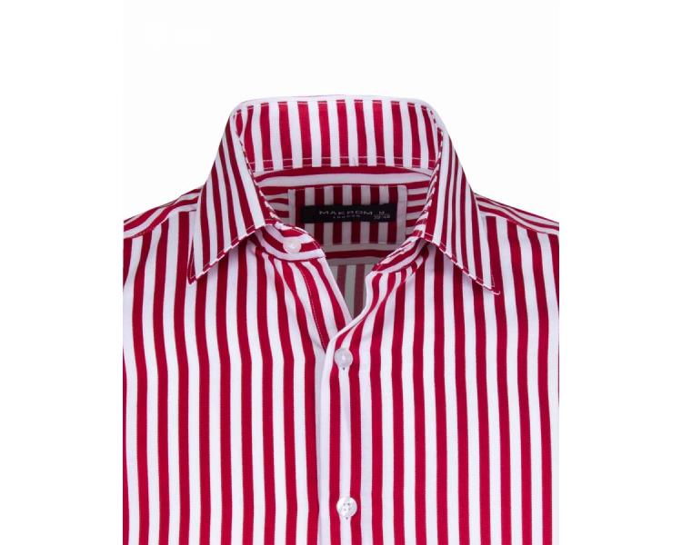 SL 6620 Красно-белая рубашка в полоску с итальянским воротником Мужские рубашки