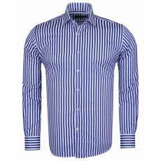 SL 6620 Сине-белая рубашка в полоску с итальянским воротником Мужские рубашки
