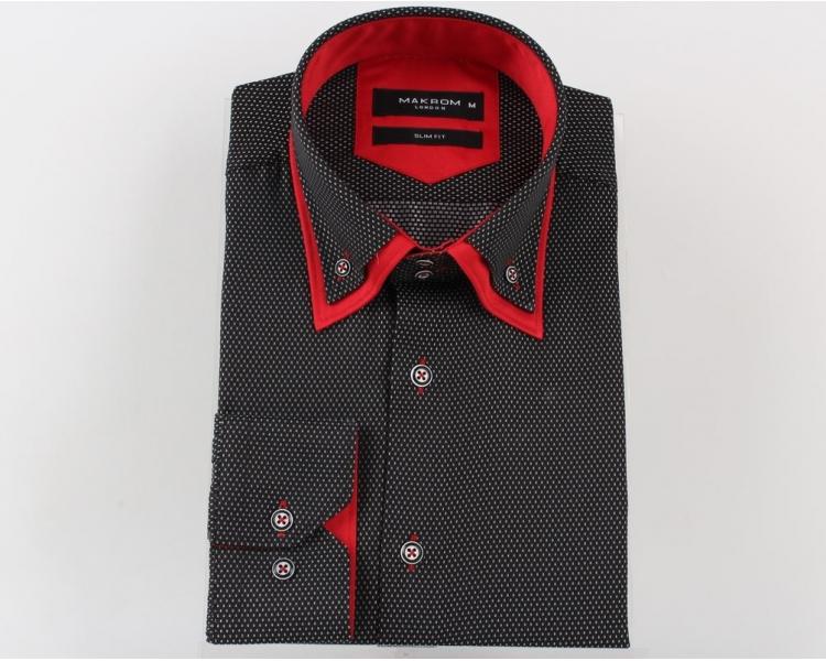 SL 5514 Men's black & red double collar long sleeved shirt