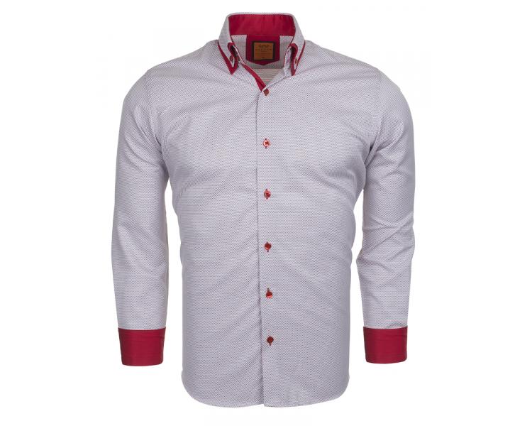 SL 5514 Men's grey & red double collar long sleeved shirt