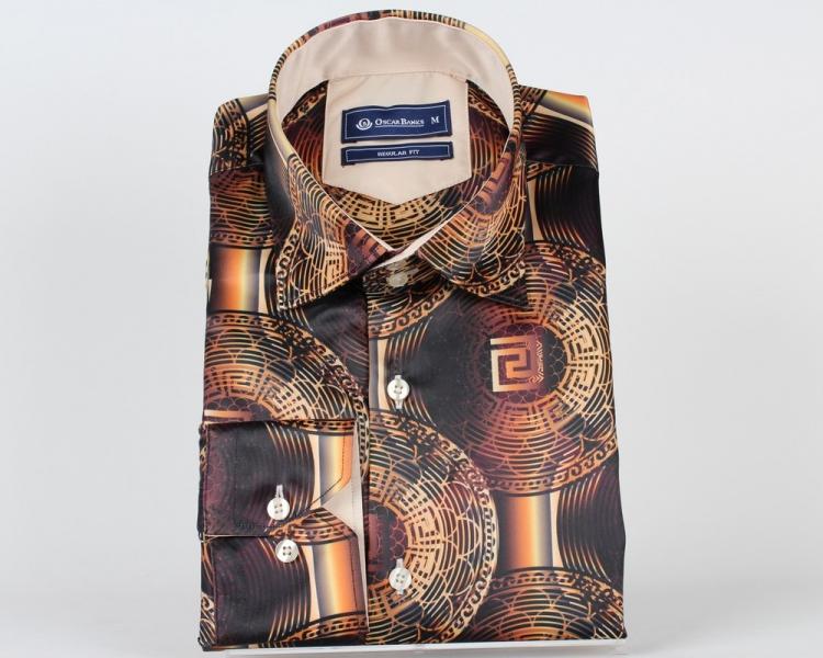 SL 6274 Мужская эксклюзивная сатиновая рубашка с принтом Мужские рубашки